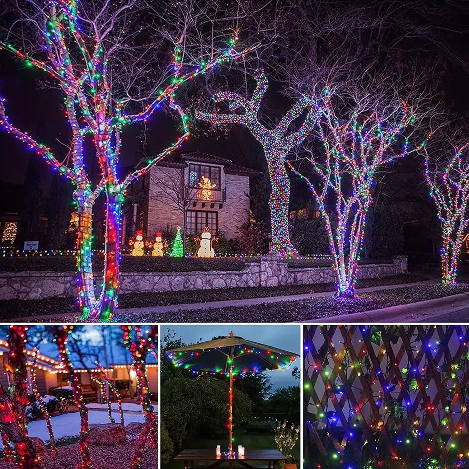 LED Solar String Lights 30/100/300LED 8 Modes Solar Powered Xmas Outdoor Lights Waterproof Starry Christmas Fairy Lights