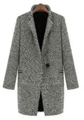Women's Woolen Coat  Arrive European Female Spring European Leg Houndstooth Windbreaker Jacket Plus Size Long Winter Coat