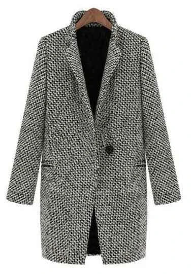 Women's Woolen Coat  Arrive European Female Spring European Leg Houndstooth Windbreaker Jacket Plus Size Long Winter Coat