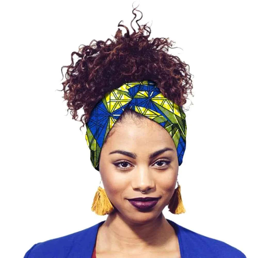 African Print Headbands For Women Designer Bandage With Tassel Earrings Dangle Cotton Wax Hair Bandanas For Women Headband Set
