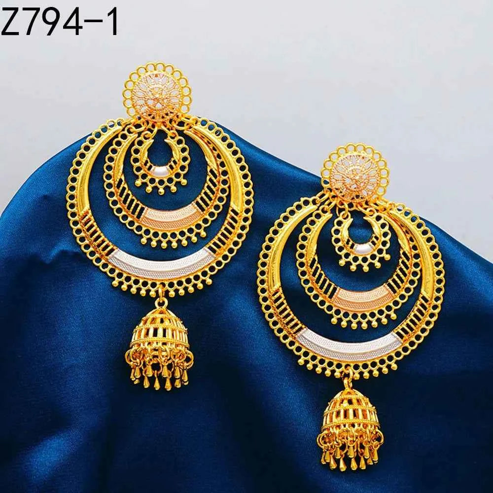African Women Long Drop Earrings Dangle Gold Color Round Earrings For Women Earrings Trend Jewelry Gift Jewelry Accessories