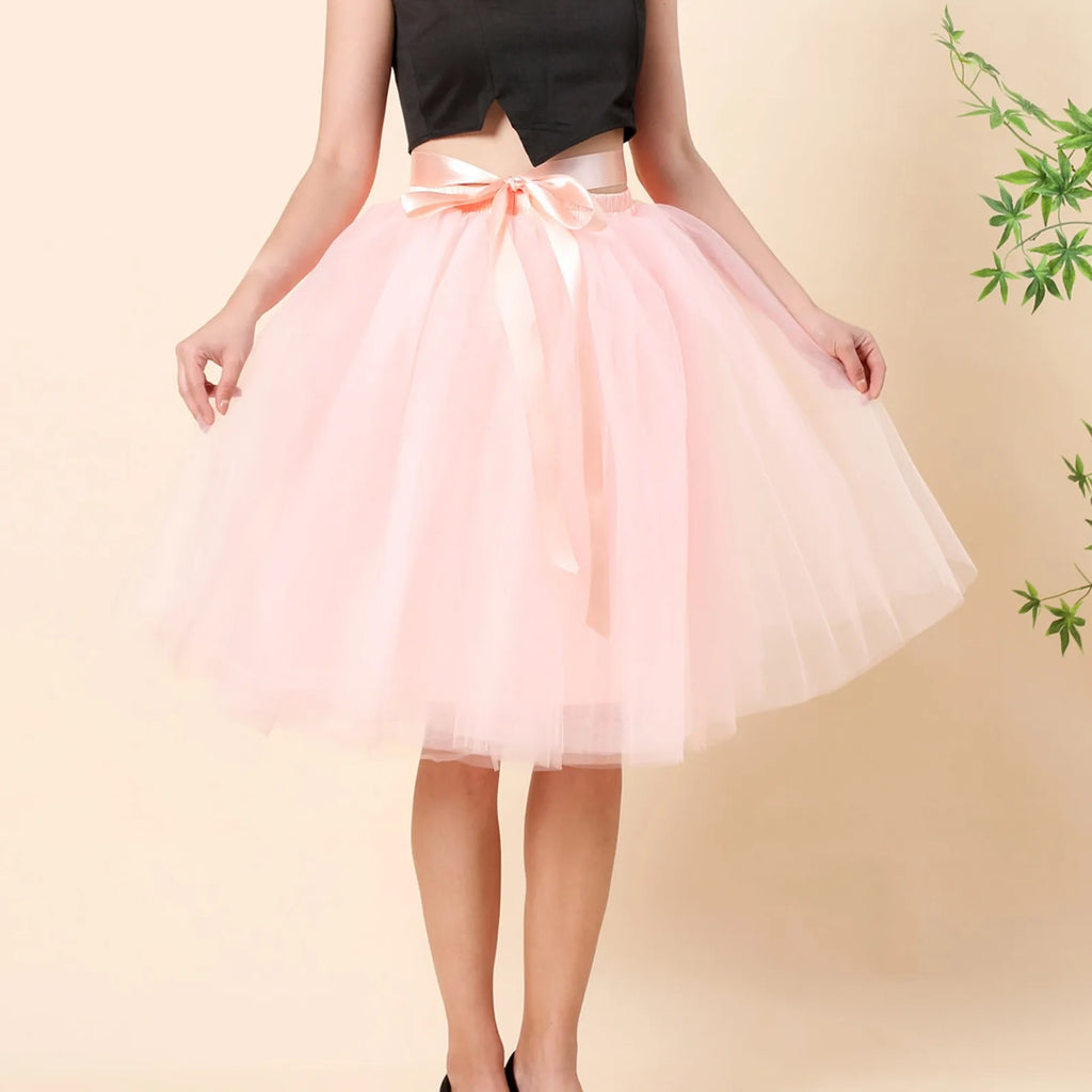 Skirts Pants Carnevale New Women Tulle Skirts Knee Length Long Adult Tutu Layered Short Prom Party Midi Skirt Made by Skirt