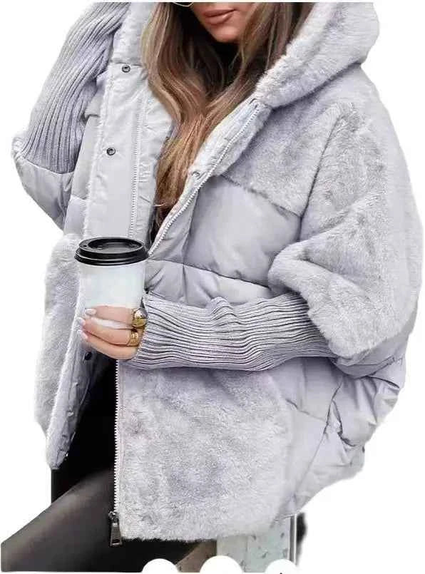 New Cappotto Donna Bovenkleding Winter Warm Cotton Jacket Women Versatile Hooded Plush Button Single Breasted Solid Color Jacket