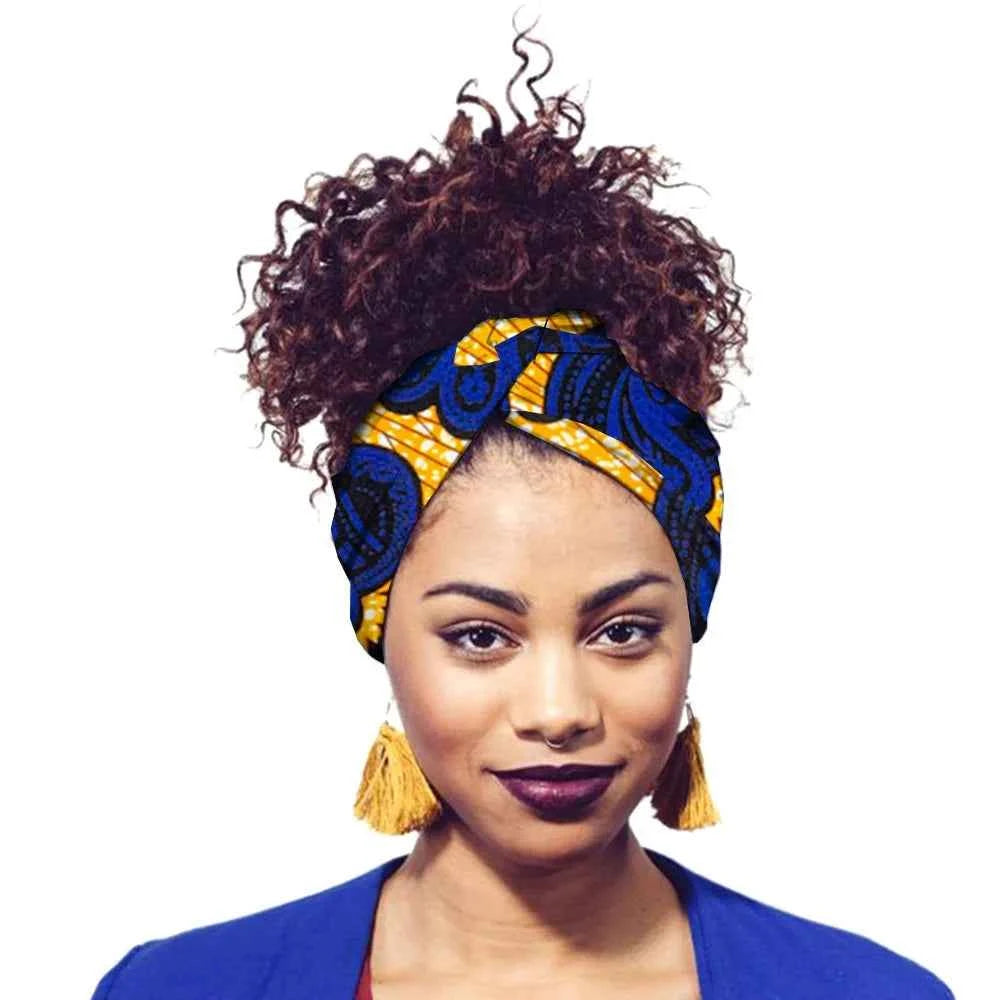 African Print Headbands For Women Designer Bandage With Tassel Earrings Dangle Cotton Wax Hair Bandanas For Women Headband Set