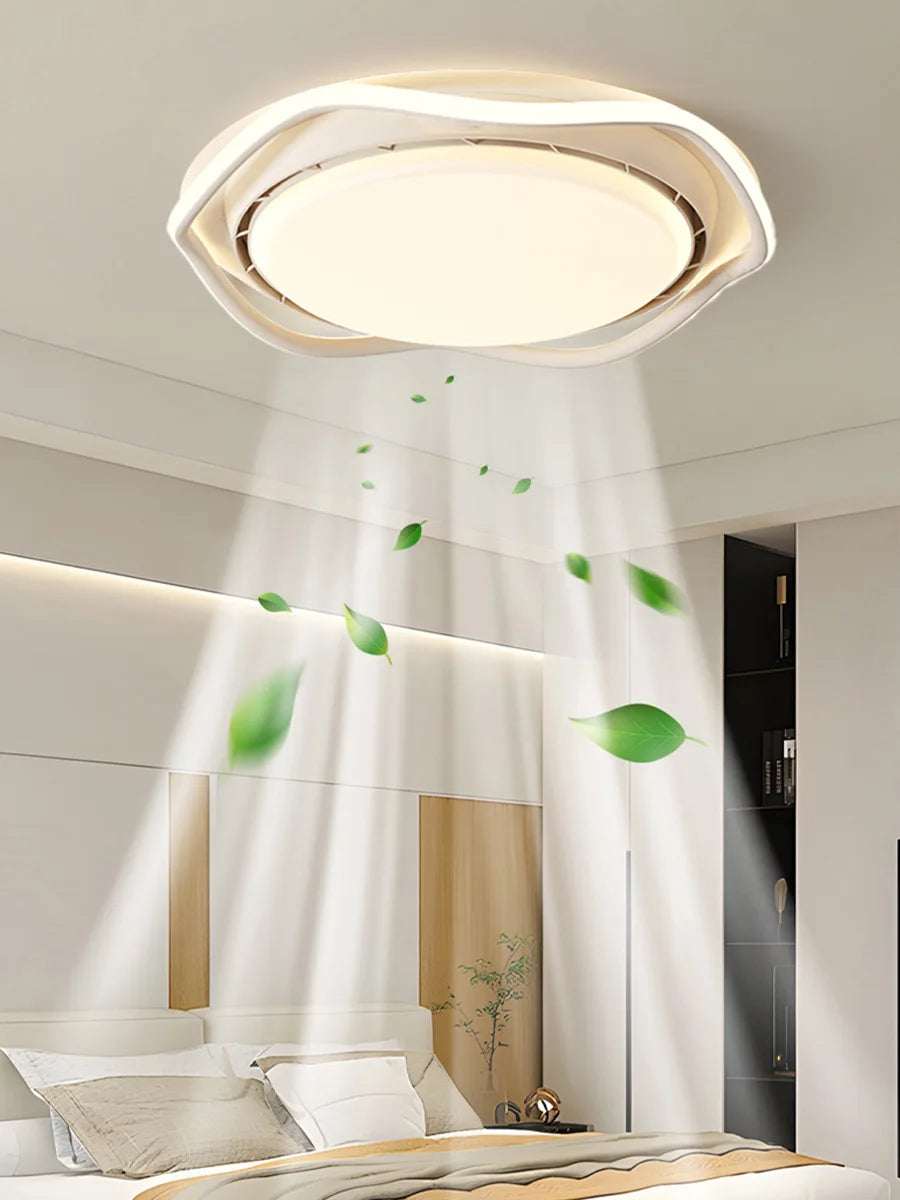 2025 New Smart Silent LED Ceiling Fan Light: Modern Minimalist Round Design, for Bedroom (Bladeless)