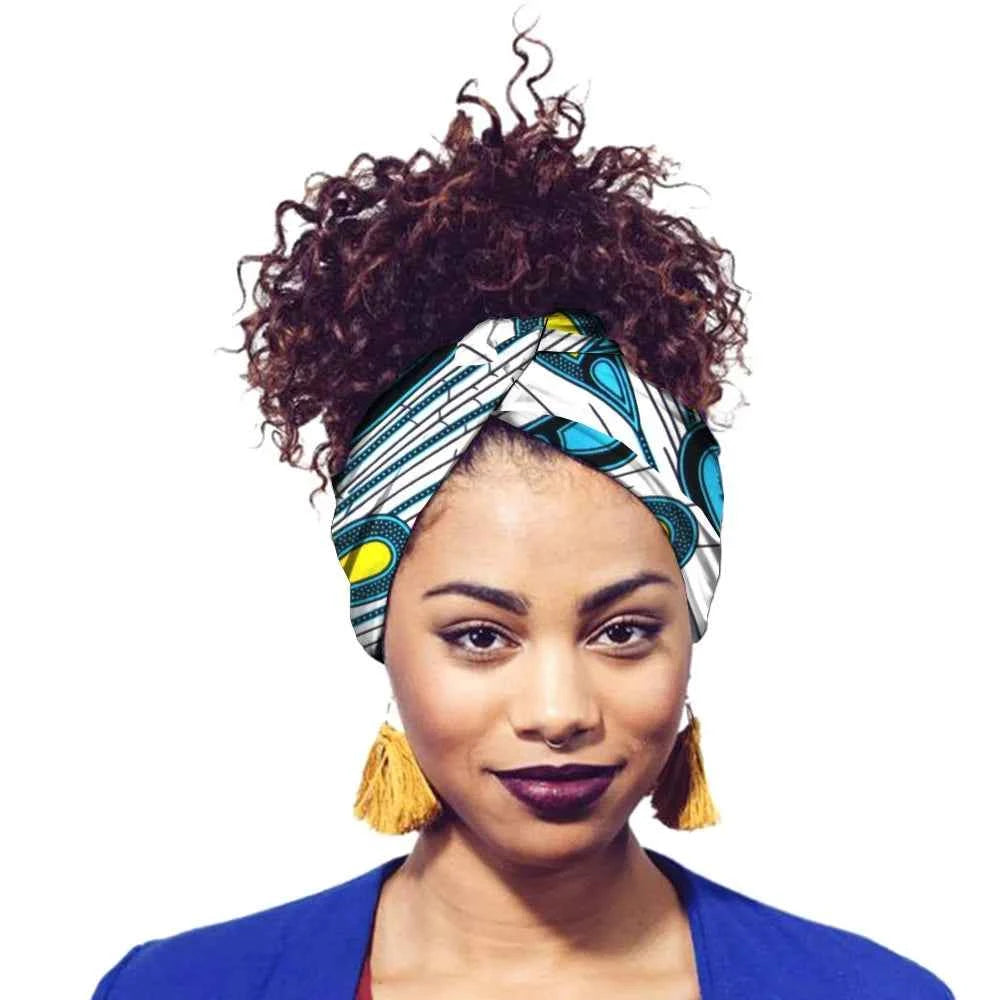 African Print Headbands For Women Designer Bandage With Tassel Earrings Dangle Cotton Wax Hair Bandanas For Women Headband Set