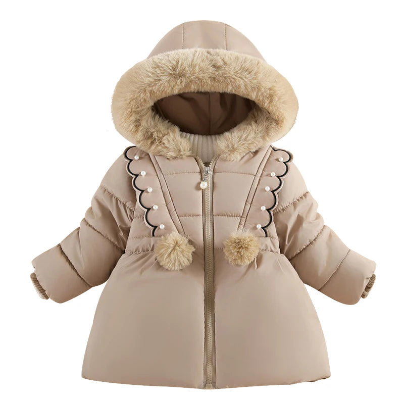 Children's Winter Clothing For Girls 1 to 6 Years Old Cashmere Thickened Fashion Cotton-Padded Jacket Kids Long Sleeve Outfits