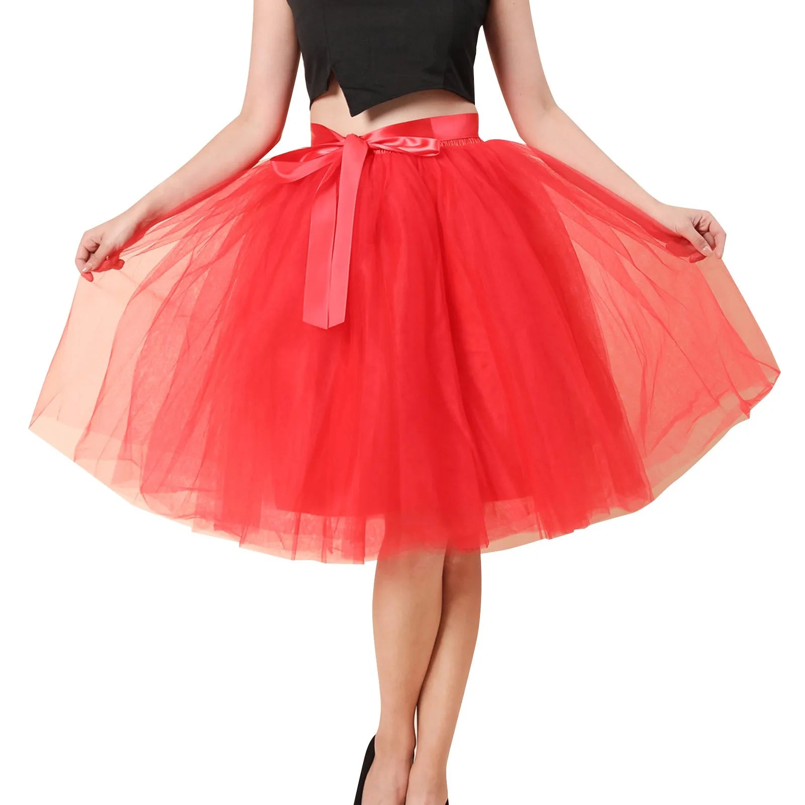Skirts Pants Carnevale New Women Tulle Skirts Knee Length Long Adult Tutu Layered Short Prom Party Midi Skirt Made by Skirt