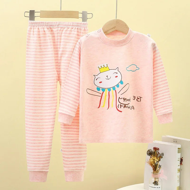 New Children's Cotton Underwear Two-piece Boy Girls Fall And Winter Children's Home Wear Children's Pajamas Children's Warm Clot