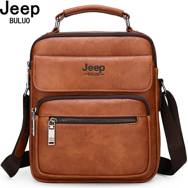 Borsa Uomo JEEP BULUO in Pelle – Grande Capacità, Tracolla Crossbody, Adatta per iPad 9,7" – Business e Casual