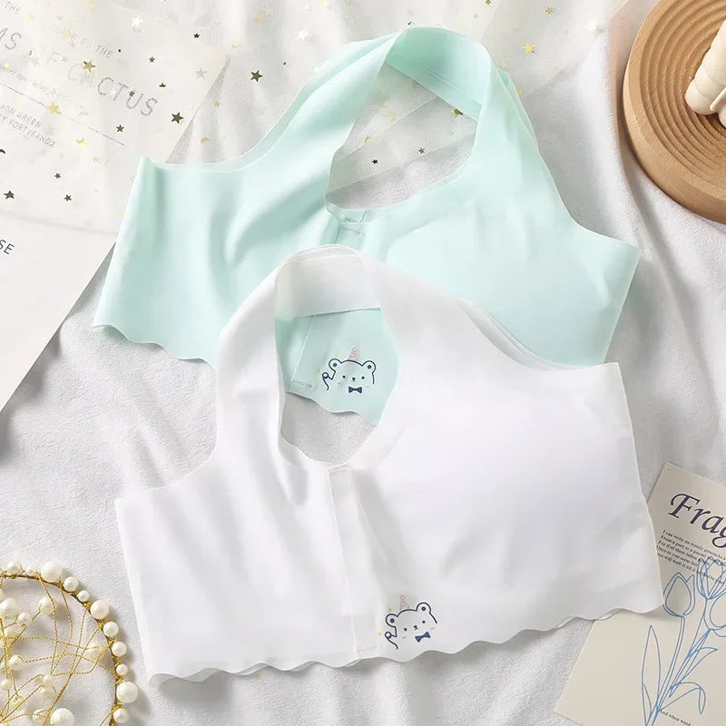 2024 Summer New Girl Development Period Seamless Children's Tube  Underwear  Vest White/Pink 1 PCS a Lot