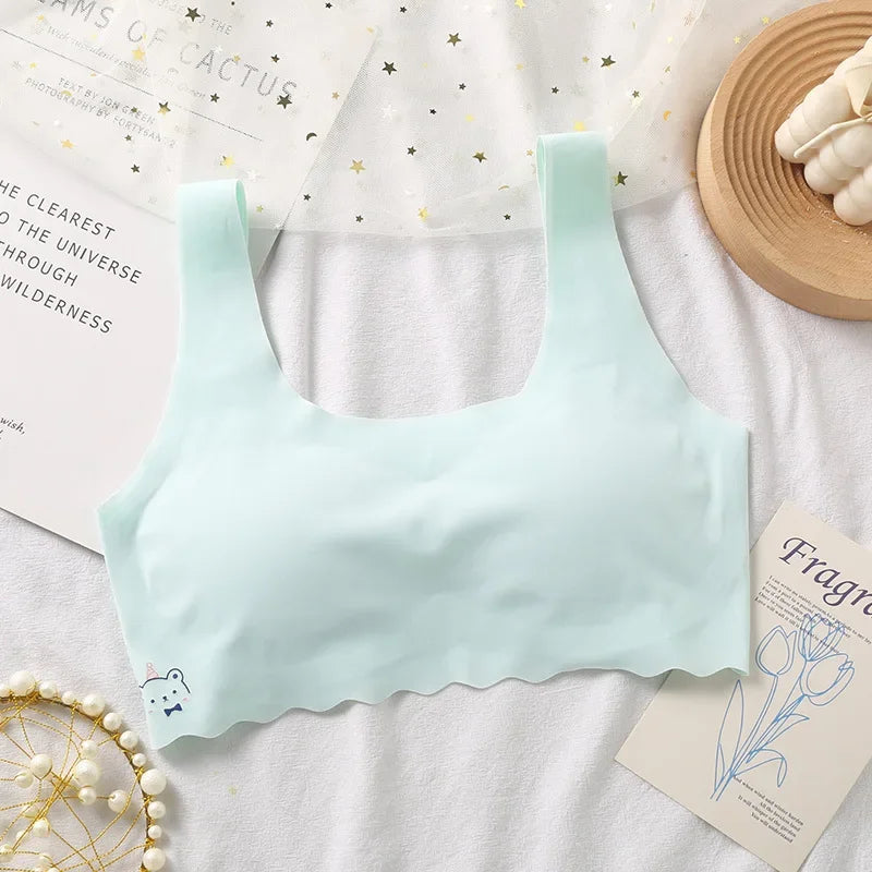 2024 Summer New Girl Development Period Seamless Children's Tube  Underwear  Vest White/Pink 1 PCS a Lot