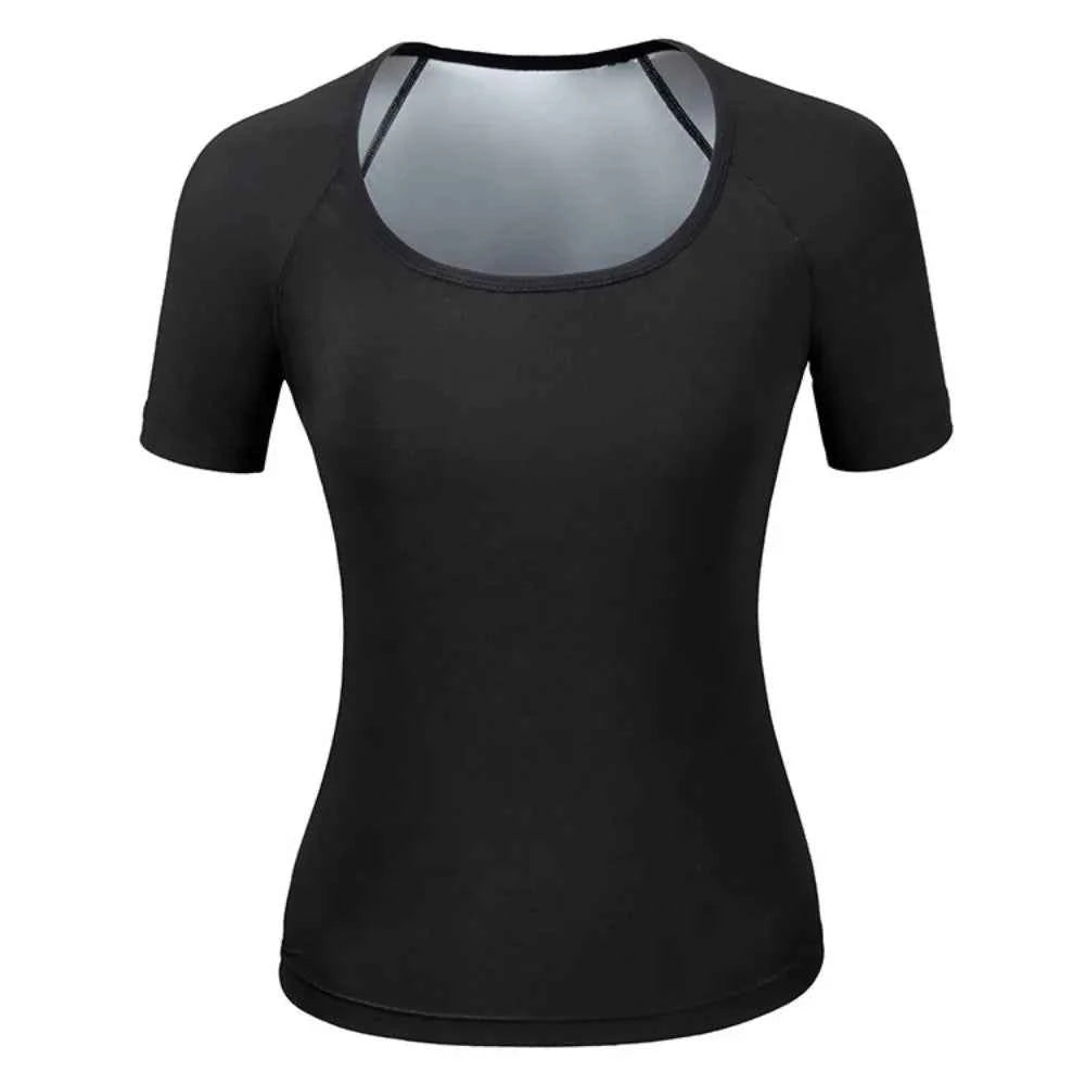 Sweat-resistant Sweat Short Sleeve Fat Burning Compression Fit Sauna Sweat Shirt Versatile Elastic Shapewear Top Yoga