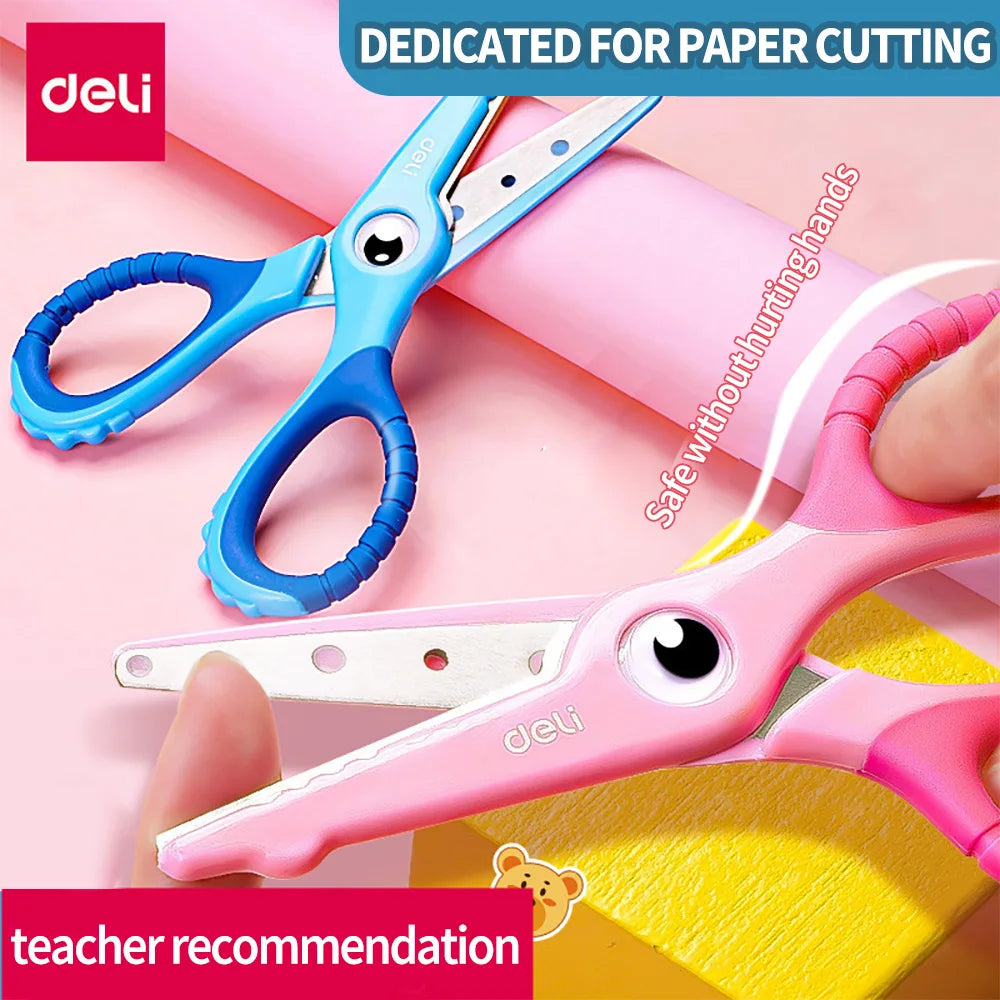 DELI Cartoon Safety Scissors for Kids DIY Cute Craft Paper Scissors School Stationery