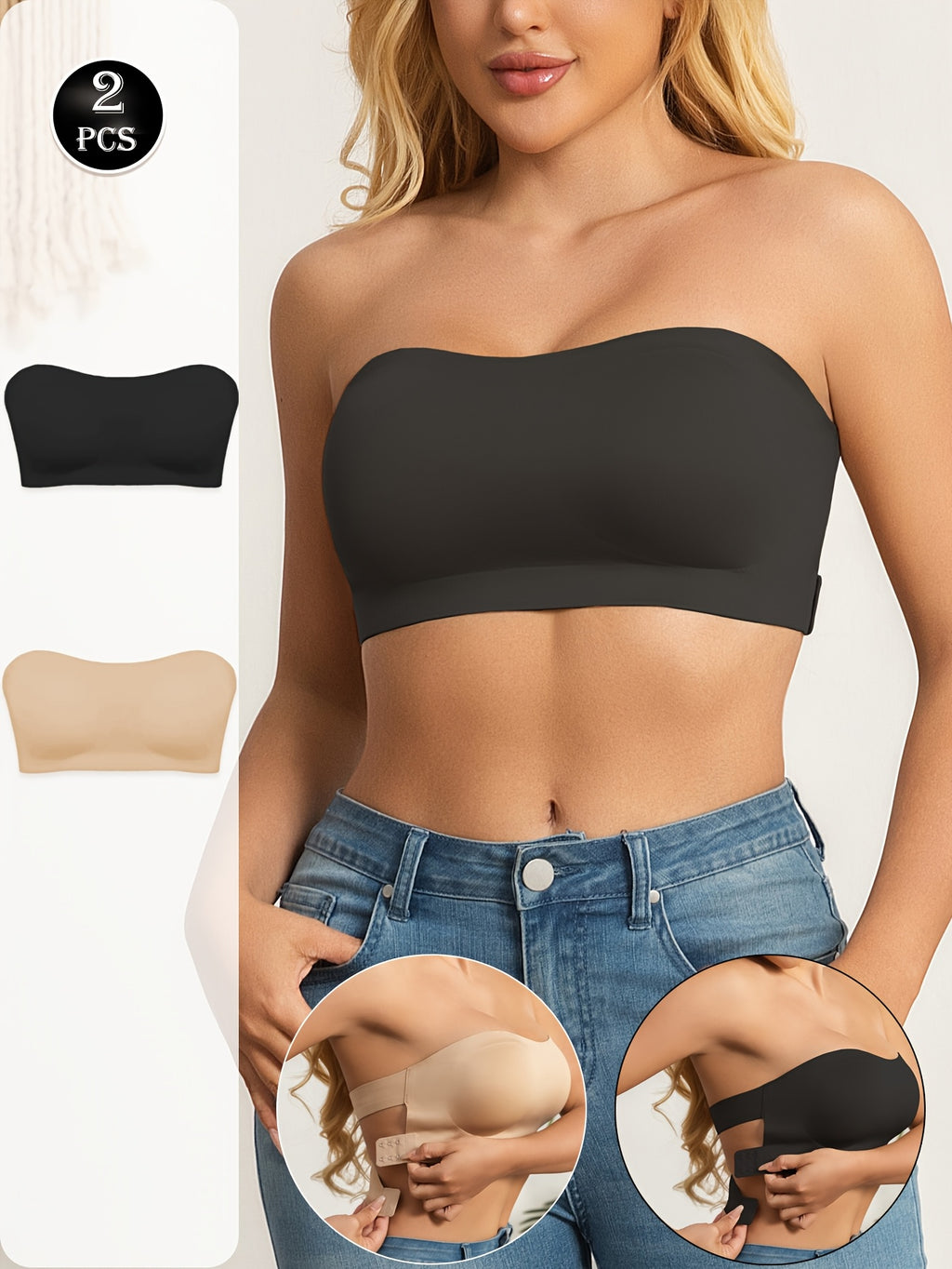 Reggiseno Fascia Senza Spalline - Bandeau Push-Up Senza Ferretto Seamless