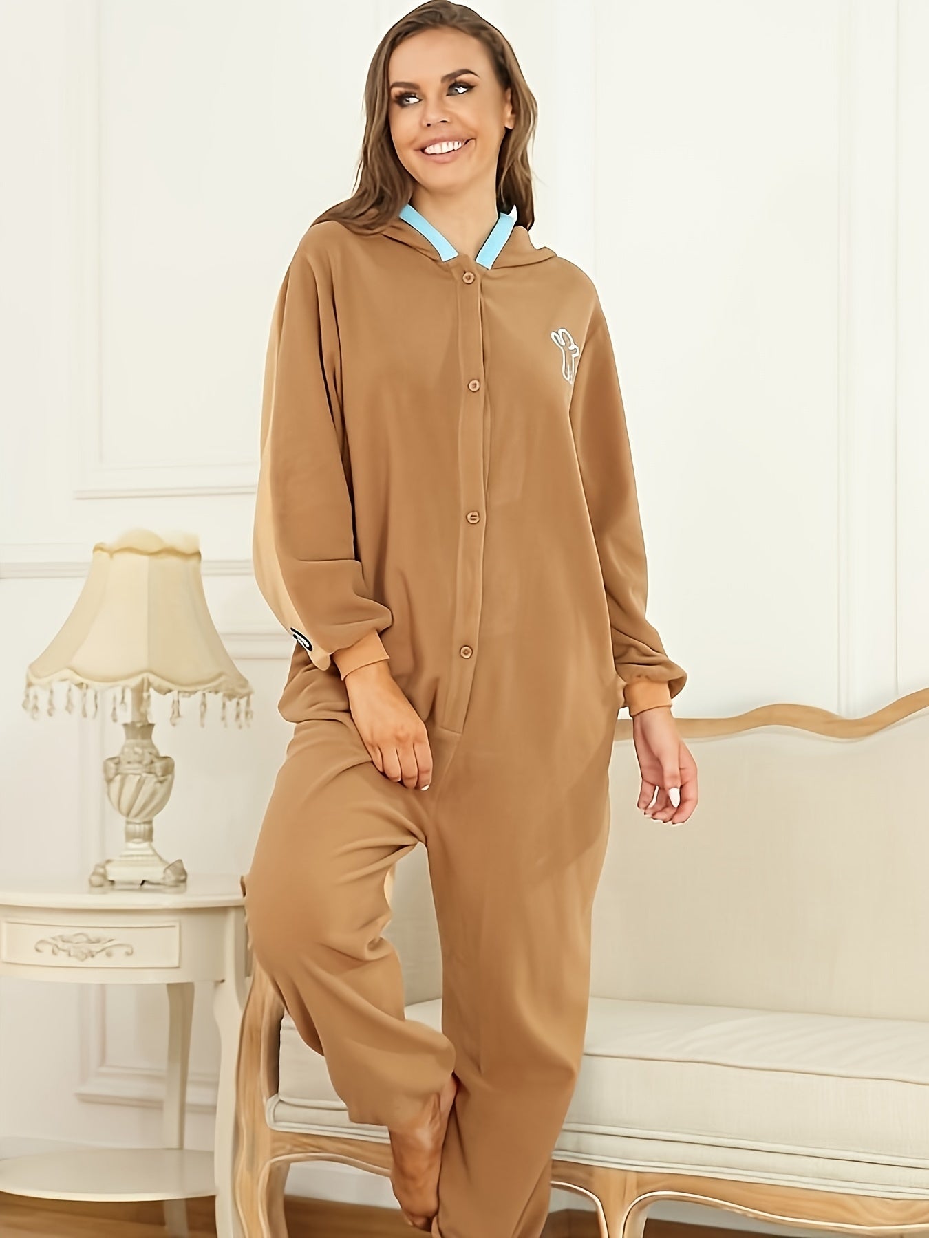 Unisex Long Sleeve Long Pants Warm Polar Fleece Fall/Winter Onesie Costumes One Piece Cosplay Pajama Sleepwear for Adult Gingerbread Men