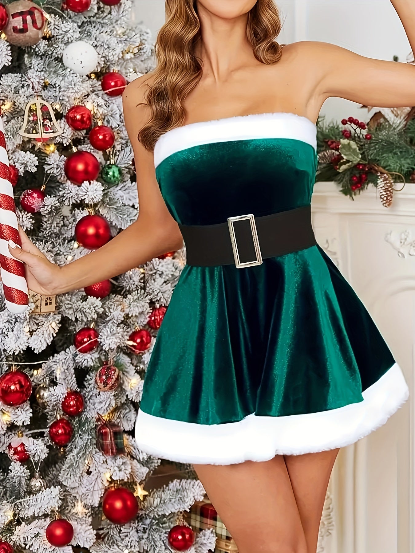 Titolo: Costume Natale con Cintura - Abito Tubino Casual Senza Maniche Abbigliamento Donna
