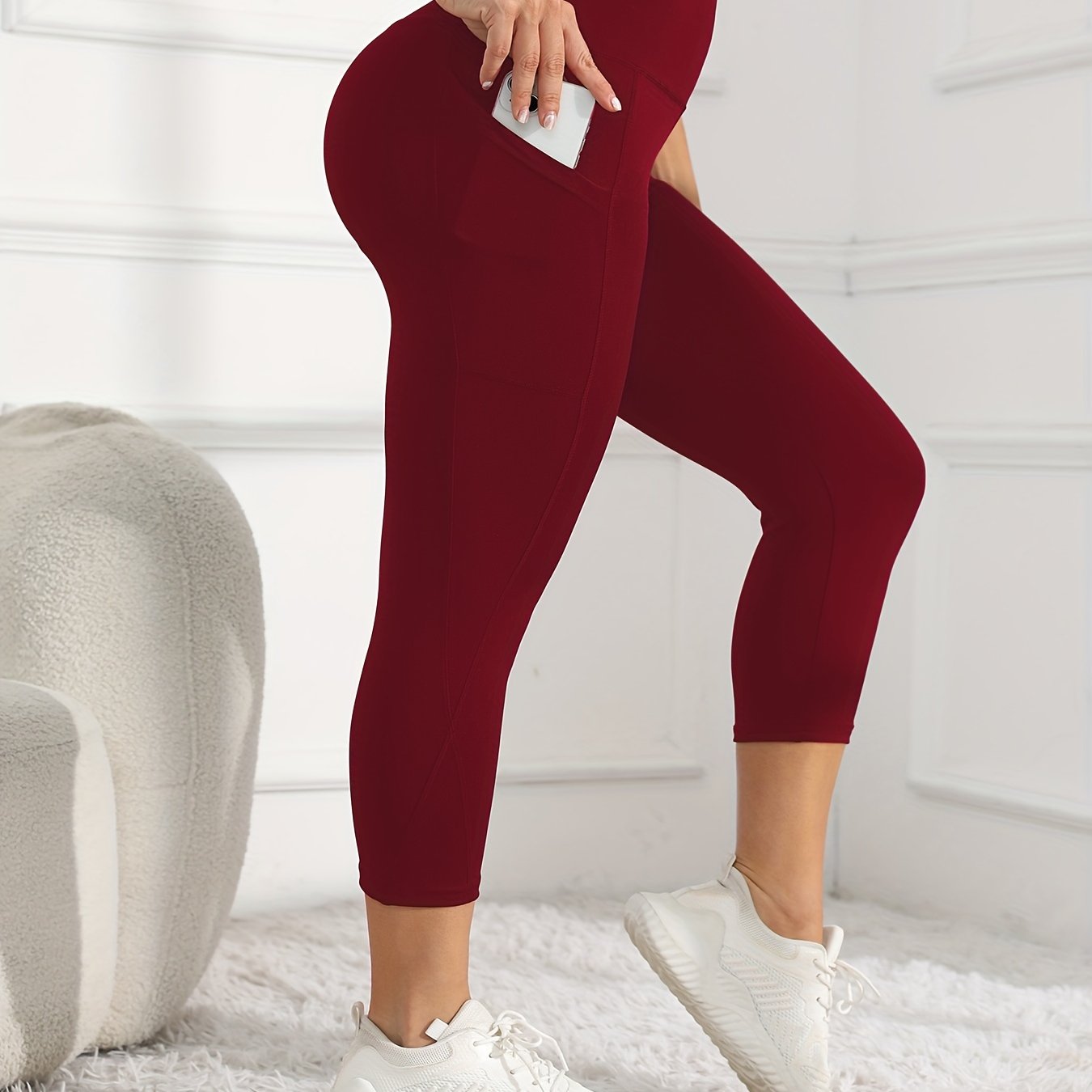 Leggings Yoga Donna Vita Alta 7/8 - Pantaloni Sportivi con Tasca Push-Up