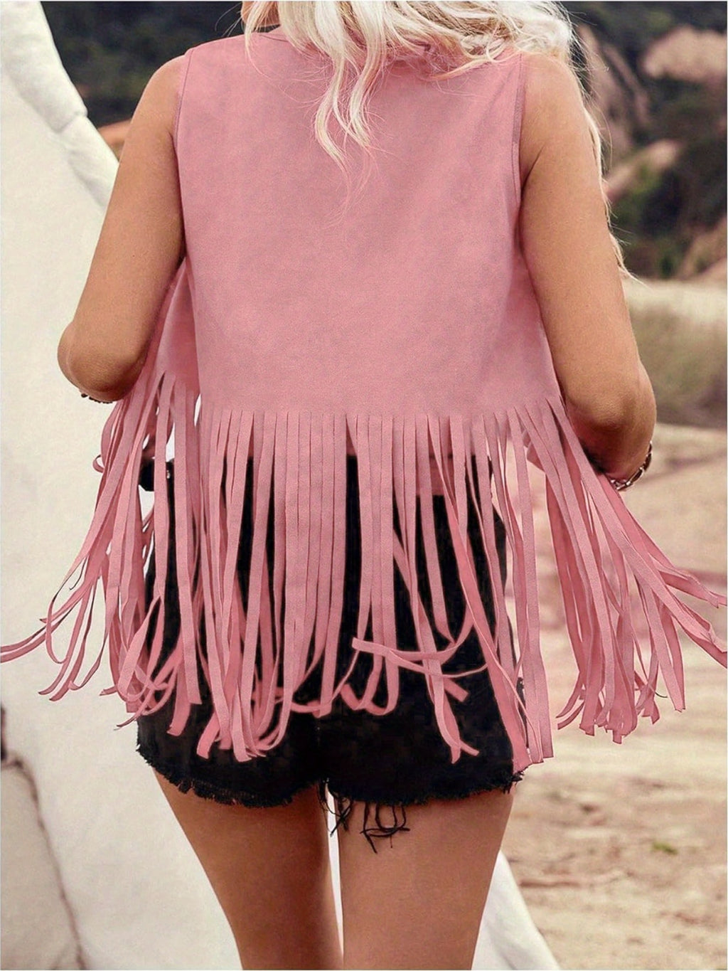 Summer Outfits For Women Rivet Tassel Vest Open Front Sleeveless Faux Suede Vest Jacket Hippie Costumes