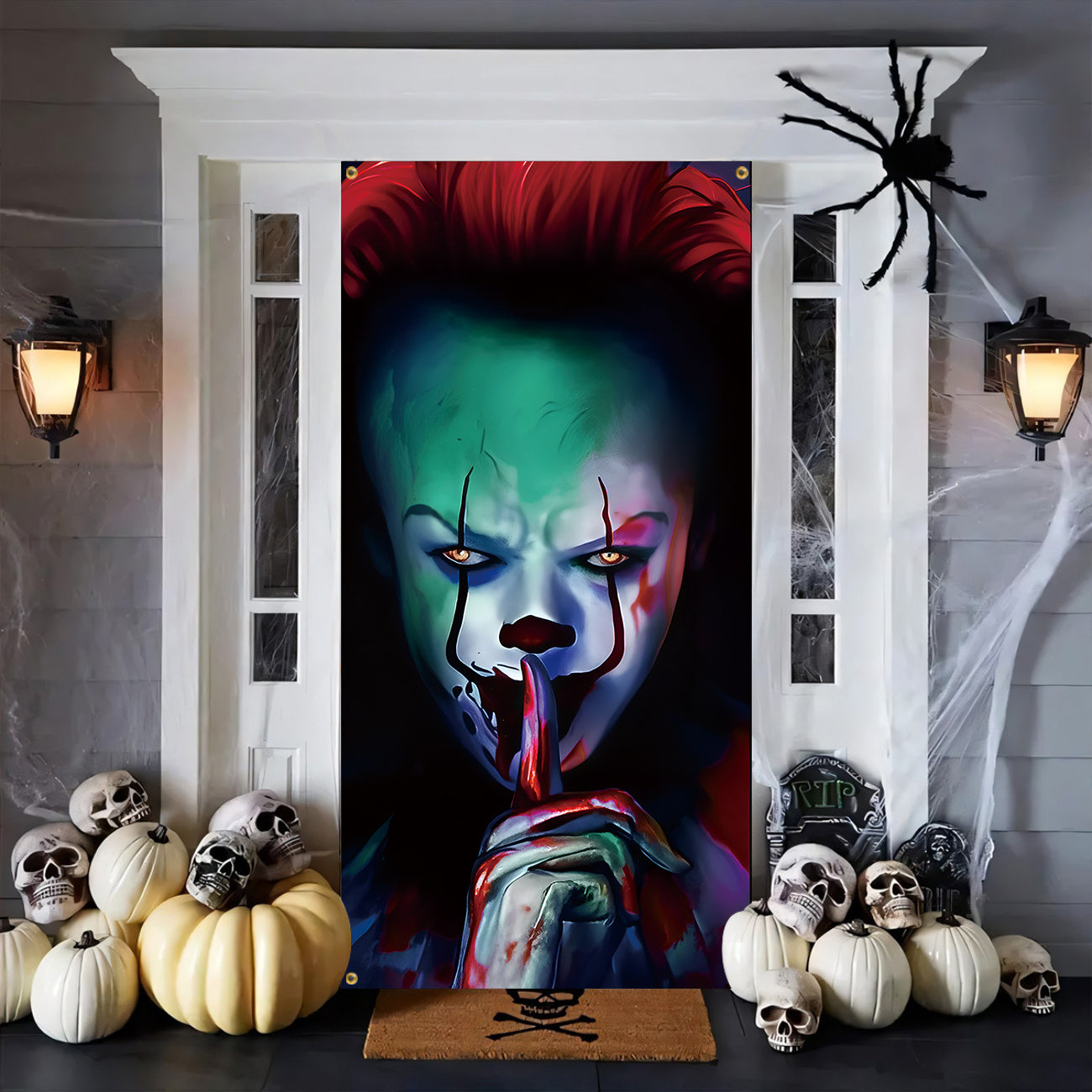 Banner Porta Halloween 2D – Decorazione Faccia Spaventosa per Ingresso e Giardino