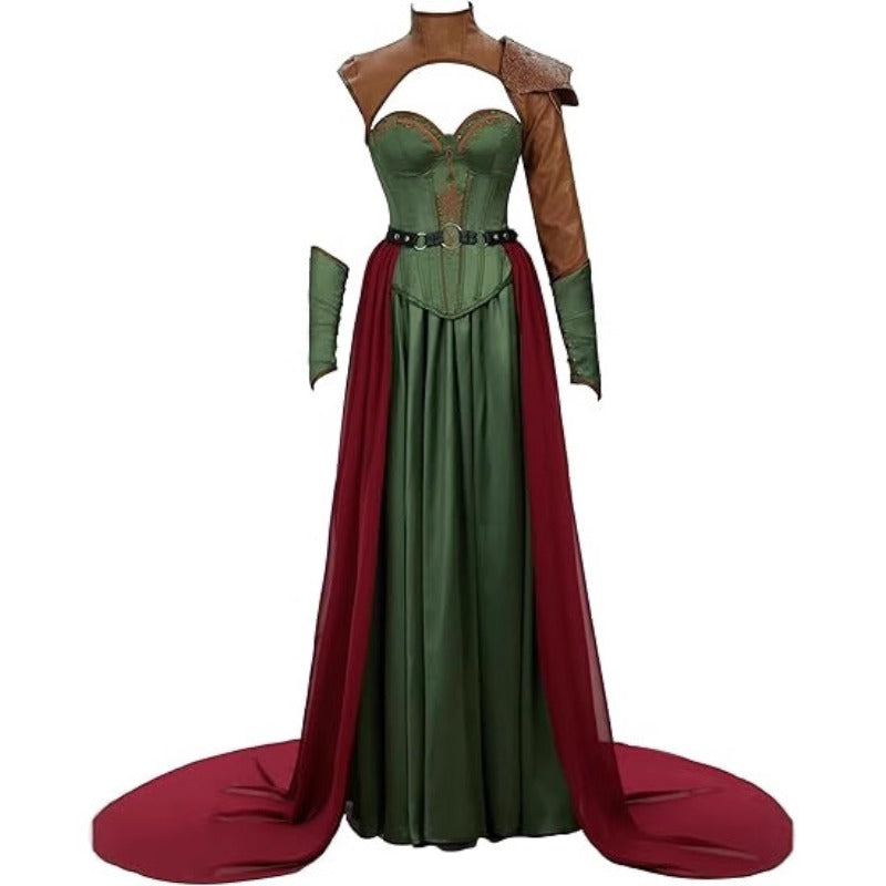 Complete Medieval Renaissance Lady Viking Costume - Green & Burgundy Historical Dress with Belt & Cape, Renaissance Faire Outfit, Viking Warrior Cosplay, Themed Party Attire for Women (Costume &), Dresses For Women, Party Dre