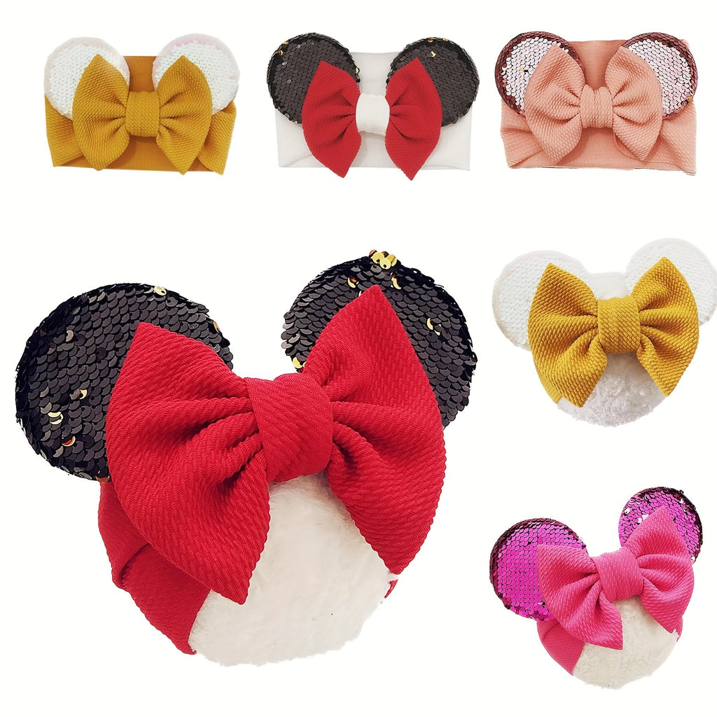 Turbante Neonato Adorabile con Orecchie e Fiocco Paillettes - Perfetto per Costume Bambina e Cosplay Cartoon