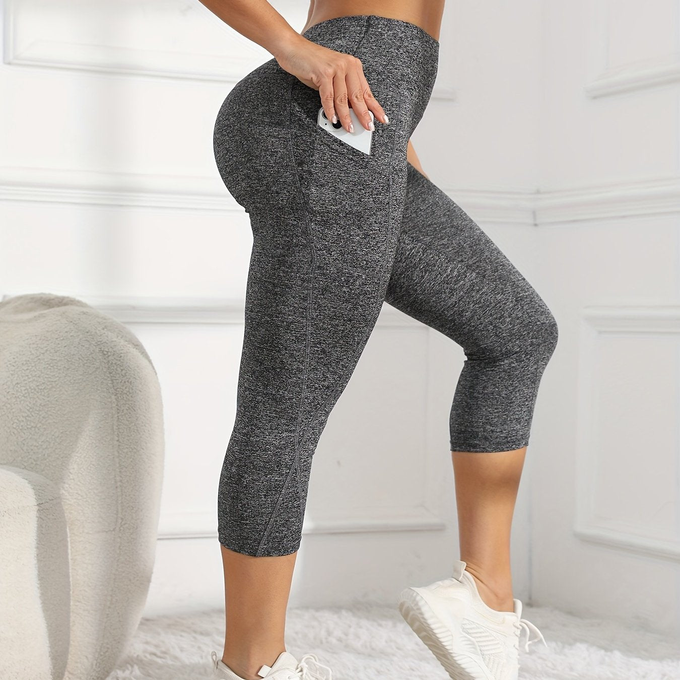 Leggings Yoga Donna Vita Alta 7/8 - Pantaloni Sportivi con Tasca Push-Up