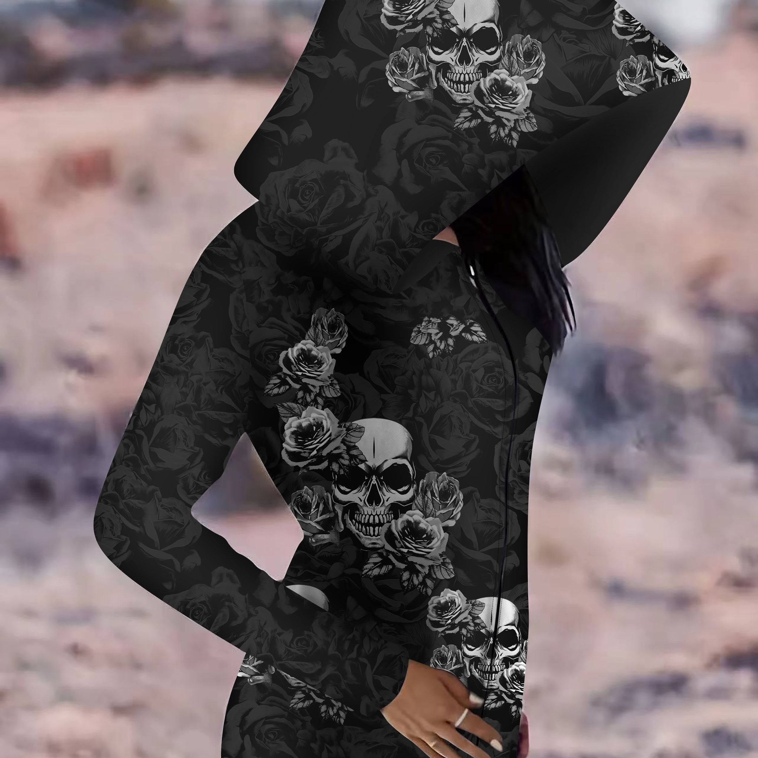 2D Flat Printing, Autumn And Winter New Women's Fashion Hoodie, Full Body Printed Zipper Hoodie, Gothic Style Y2K Women's Hoodie Without Pockets Long Sleeved Jacket, Preferred for Birthday Parties, Halloween Costumes, Christm