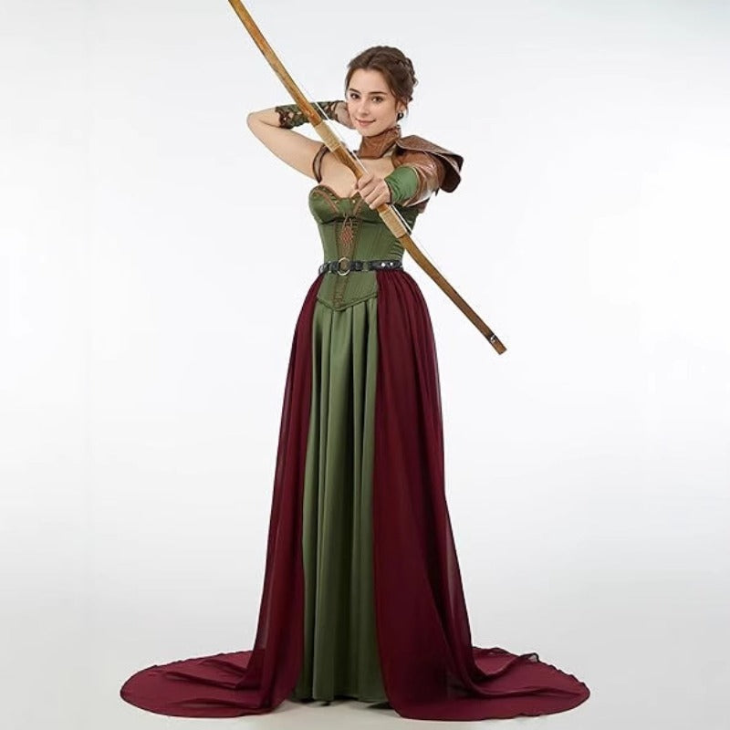 Costume Donna Medievale Rinascimentale – Abito Viking con Cintura e Mantello