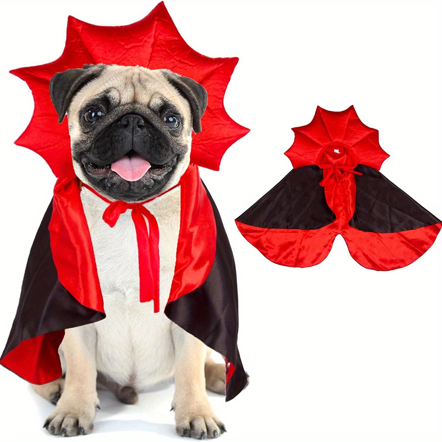 Costume Halloween Cane Vampiro Diavolo - Mantello Rosso Nero per Cani Piccoli Medi Grandi