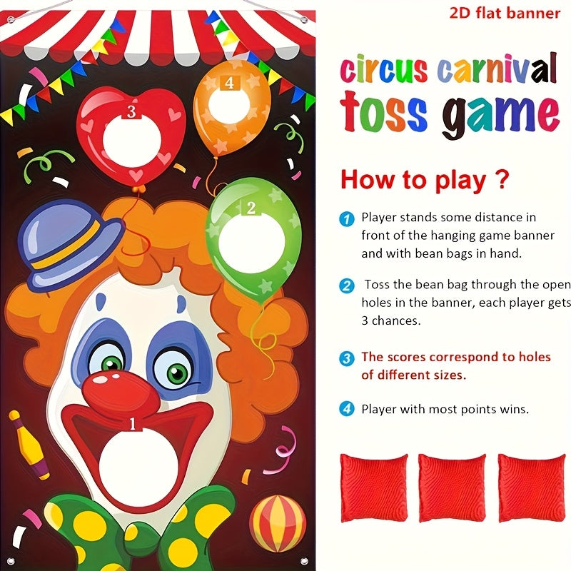 Banner Gioco da Lanciare – Tema Circo con Palloncini e Numeri per Feste e Carnevale