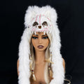[Viking Warrior Mask] Viking Warrior and Wolf Mask with Faux Fur Headpiece | Carnival, Halloween, Winter Novelty Costume - No Battery