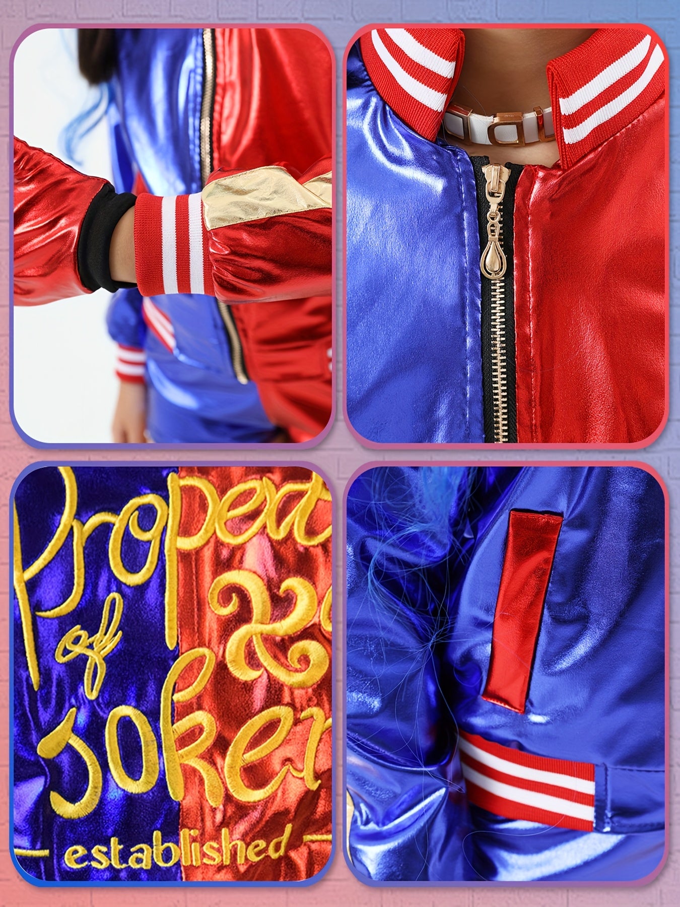 Set Costume Joker Bambina – 10 Pezzi Outfit Clown Colorato con Giacca “Lil Monster”