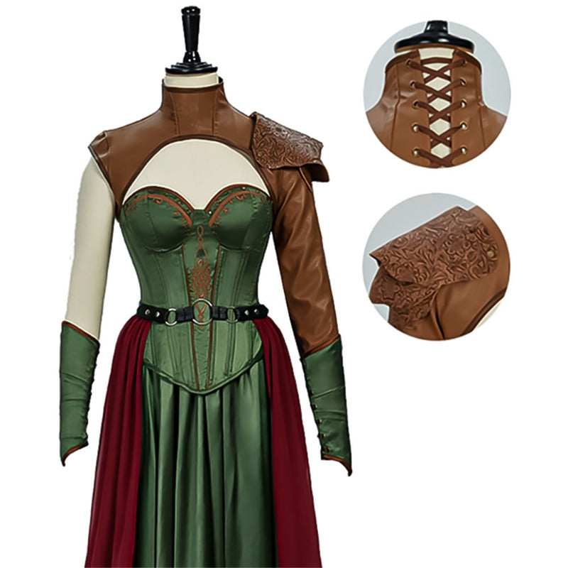 Costume Donna Medievale Rinascimentale – Abito Viking con Cintura e Mantello