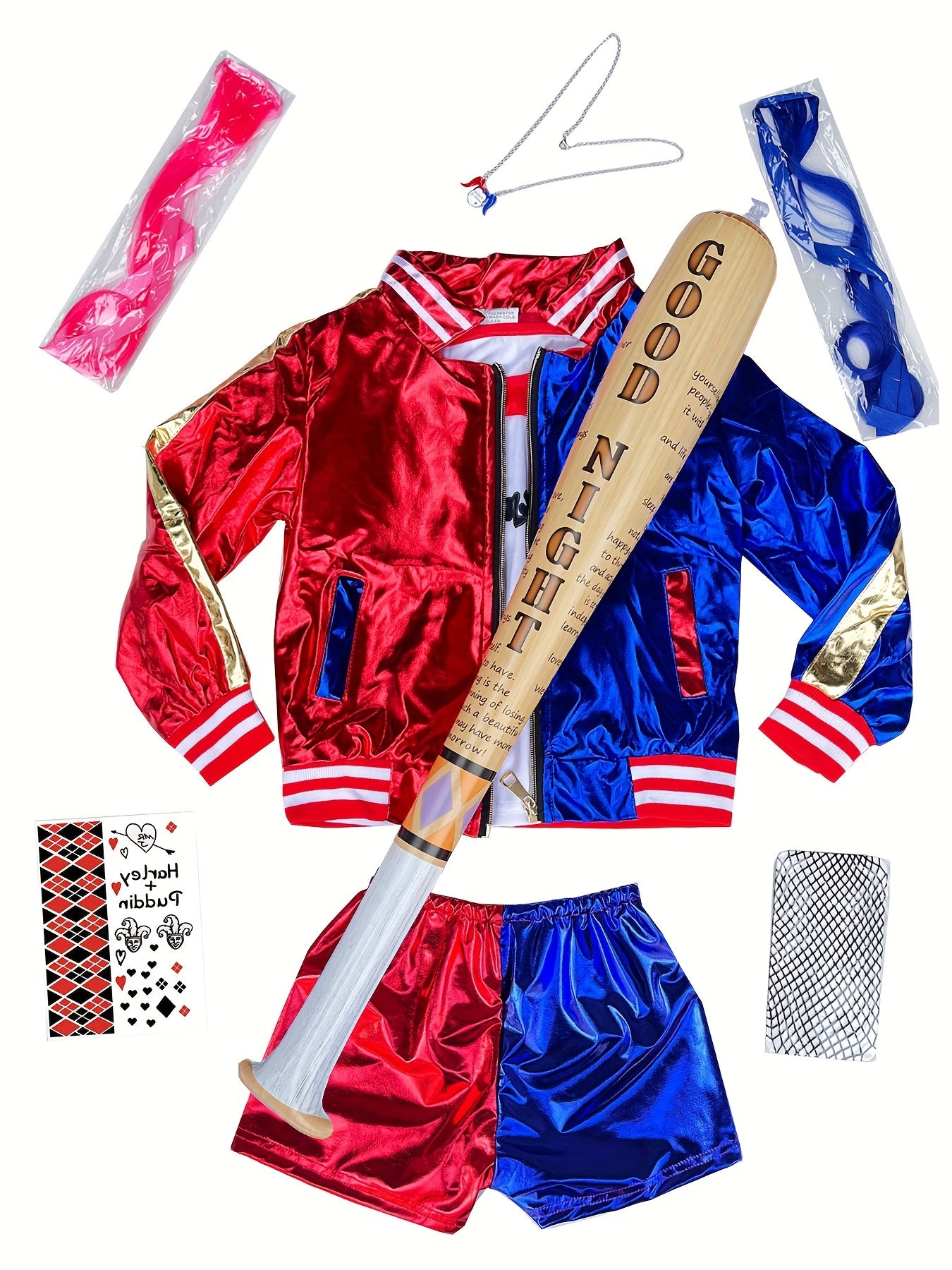 Set 8 Pezzi Costume Halloween Bambina Clown - Include Giacca Shorts e Accessori Perfetto per Feste Titolo: Set 8 Pezzi Costume Halloween Bambina Clown - Include Giacca Shorts e Accessori Perfetto per Feste