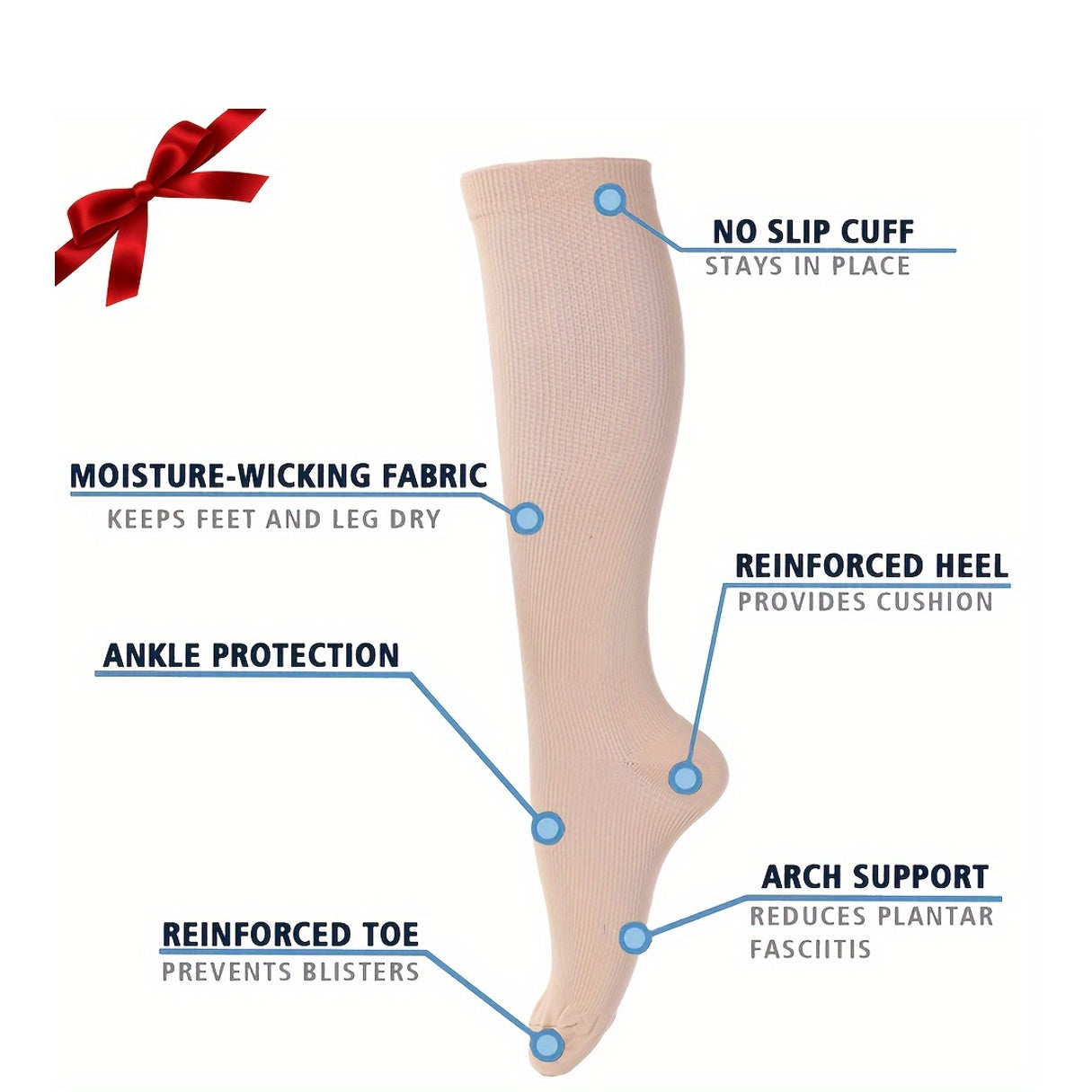 Set 4 Paia Calze a Compressione Uomo - Calzini Graduati Sportivi