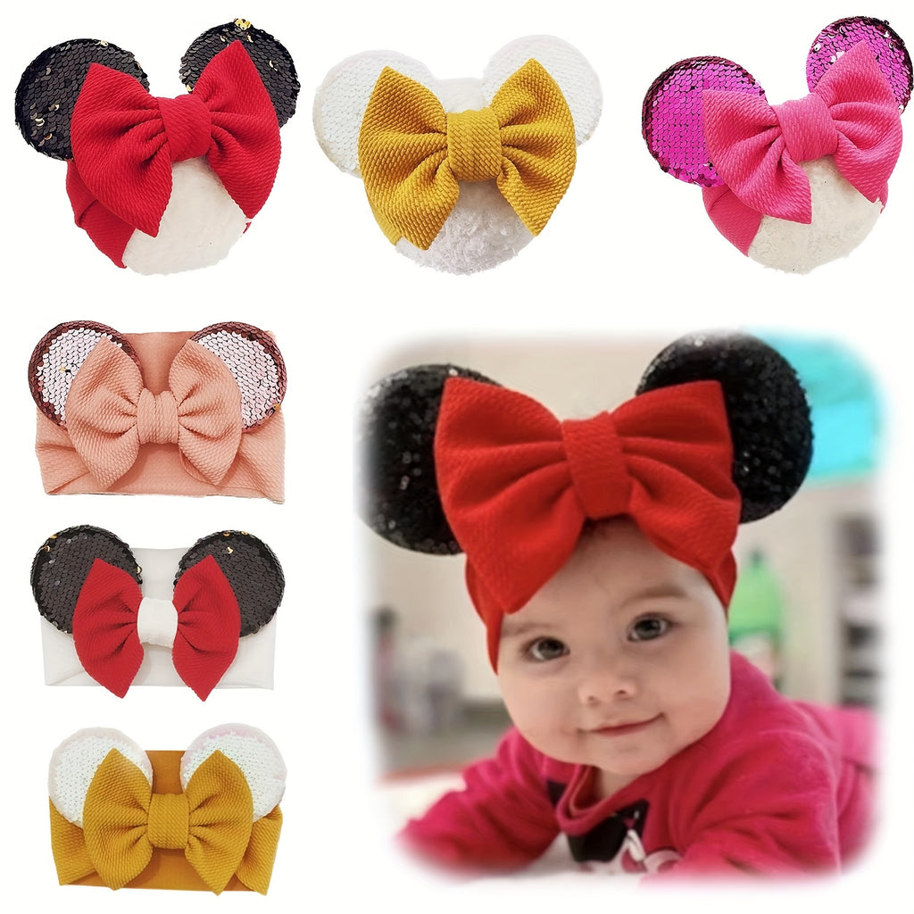 Turbante Neonato Adorabile con Orecchie e Fiocco Paillettes - Perfetto per Costume Bambina e Cosplay Cartoon