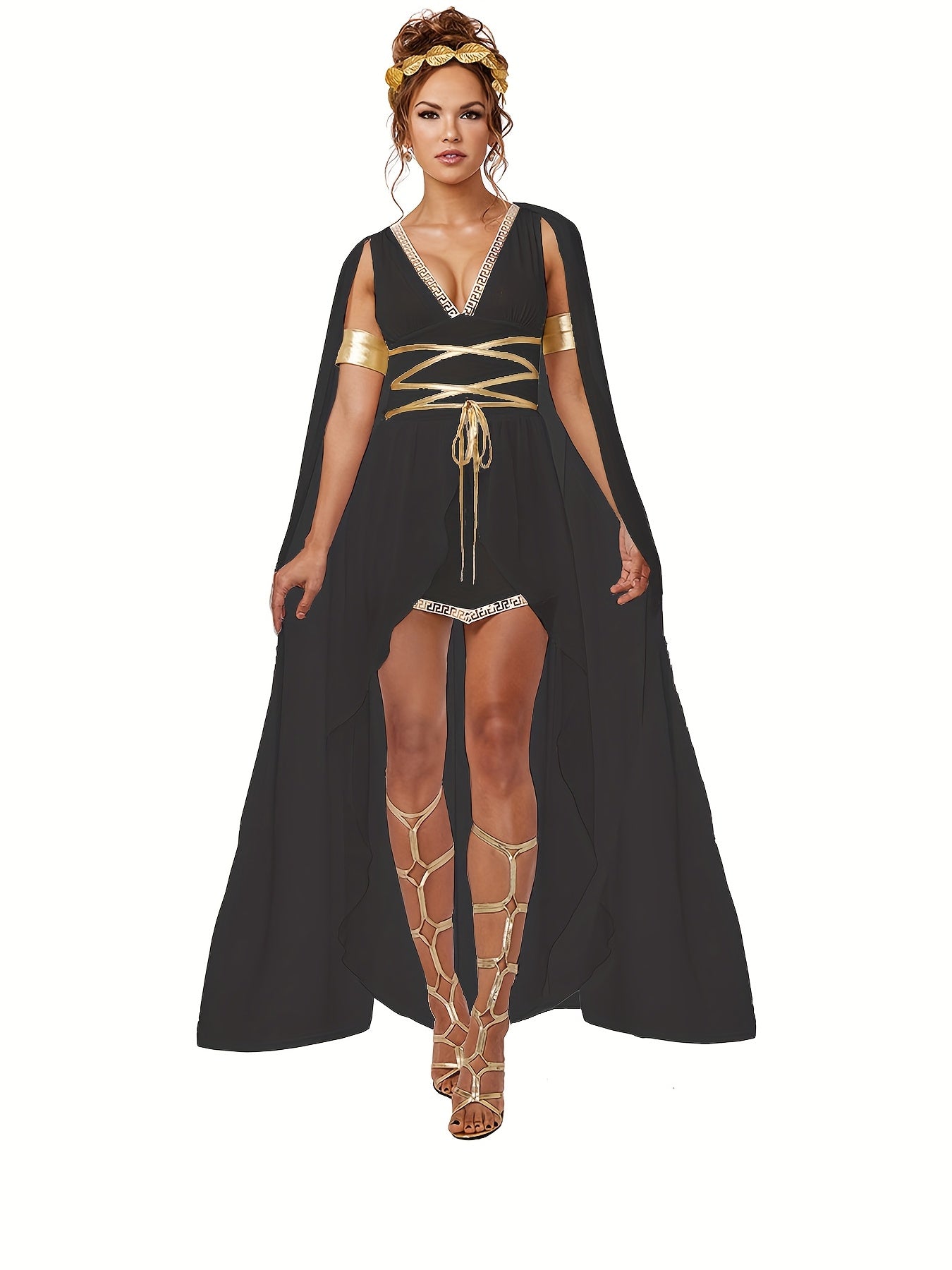 Medieval Halloween Costume Role Play Ancient Roman Greek Goddess Carnival Stage Outfit Set 4pcs Set: Dress+ Headpiece+ Sleeves+ Belt, Halloween Costumes Women, Womens Halloween Costume, Costumes For Women, Halloween Disfraz,