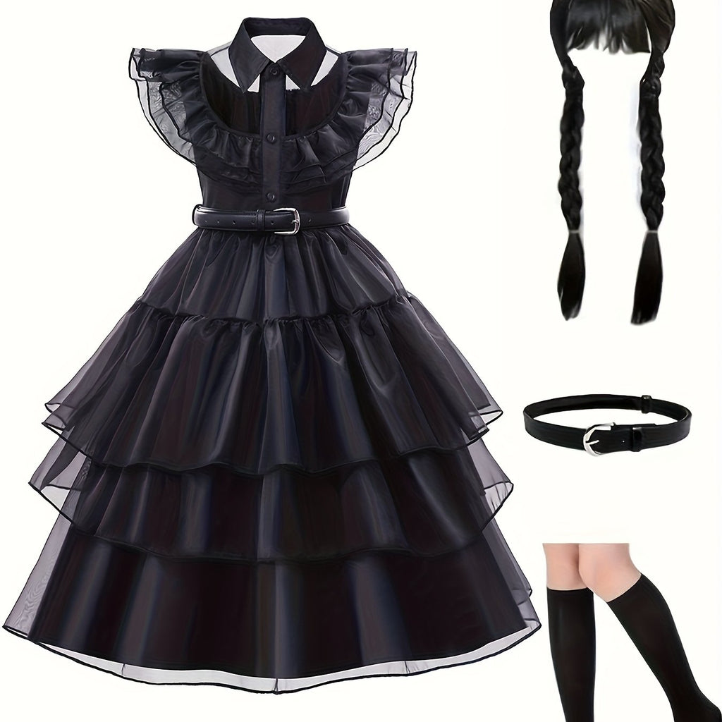 Vestito Principessa Gotica Bambina Nero – Costume Elegante per Halloween e Feste