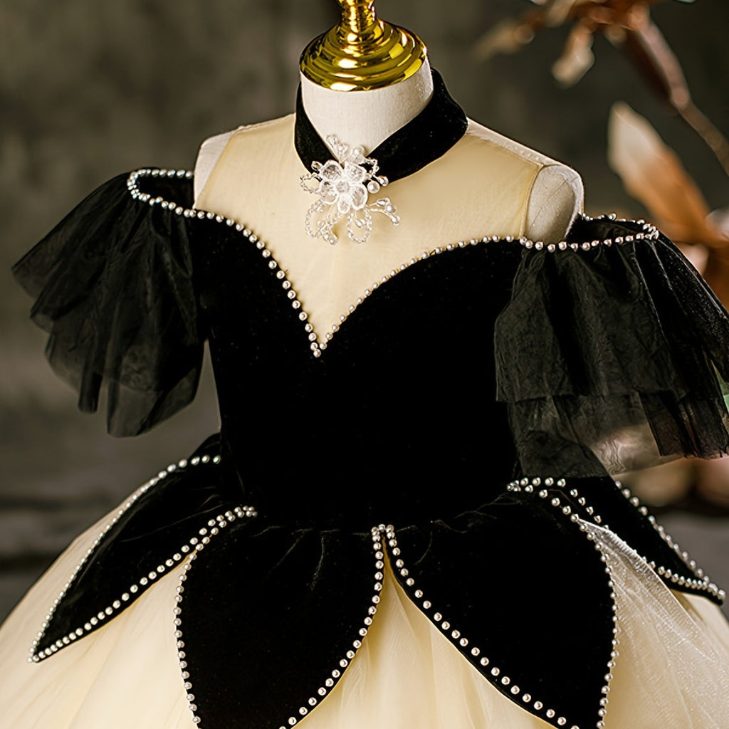 Girls' Puffy Princess Dresses - Elegant, Sparkly, and Flowy Designs for Catwalk, Piano Costumes, and Special Occasions - Ideal for Little Hosts and Foreign-Inspired Fashionistas