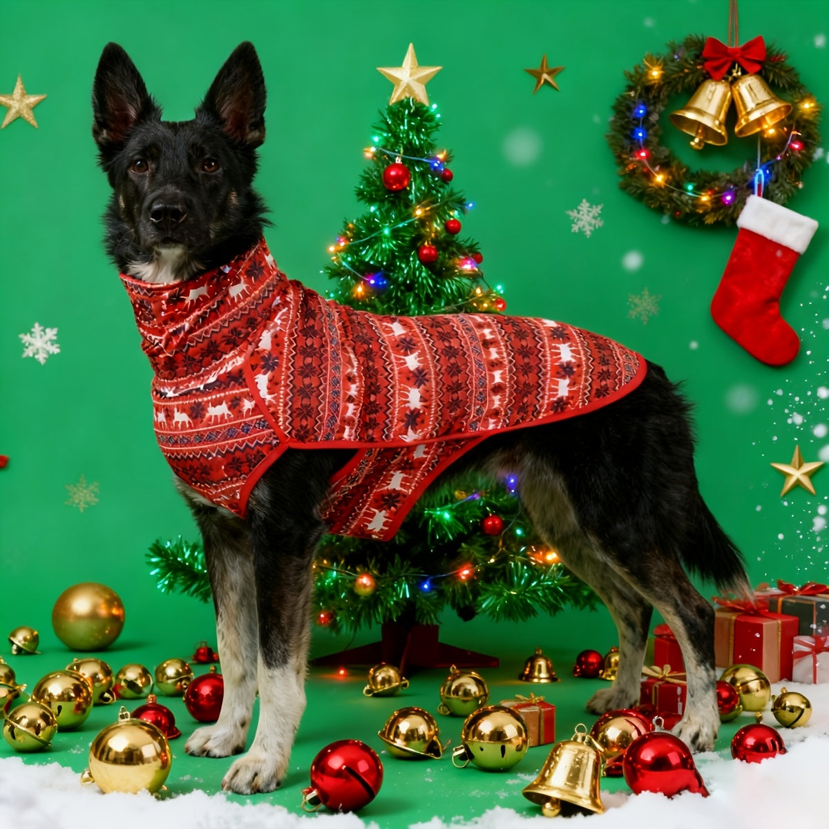 1pc Maglione Cane Extra Large Inverno con Cappuccio - Isolamento Termico Resistente Tessuto Morbido Elastico