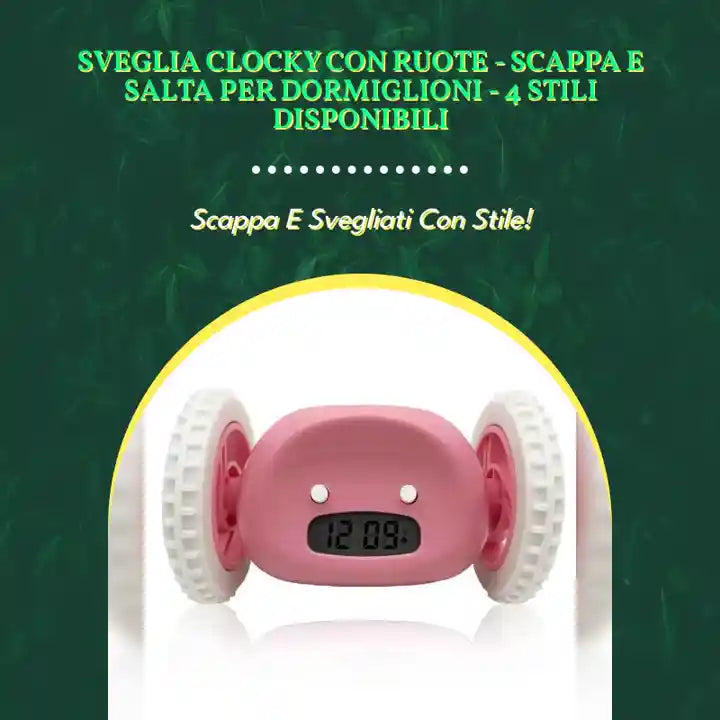 Sveglia CLOCKY con Ruote - Scappa e Salta per Dormiglioni - 4 Stili Disponibili by@Outfy